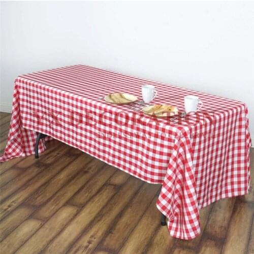 1pcs Plaid Tablecloth Rectangular White/Black Checkered Polyester Linen Table Cloth Cover Wedding Party Event Decoration