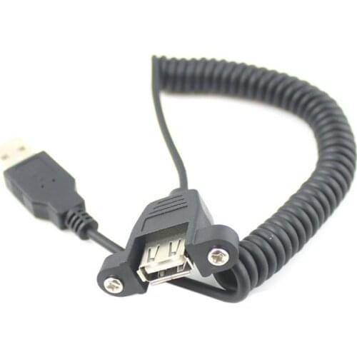100cm USB 2.0 A Male to Female Extension Stretch Cable With Panel Mount Screw Hole 1m 3ft