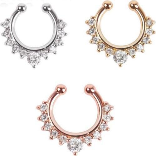 2 Pcs/lot Circular Ring Nose Ring Crystal Gold Silver Color Nose Septum Lip Tragus Cartilage Ring Piercing Body Jewelry