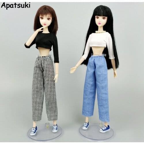 2pcs/lot Sexy Short Crop Tops For Barbie Doll Clothes Fashion Outfits For Barbie Accessories Long Sleeve Shirts Kids Toys 1/6