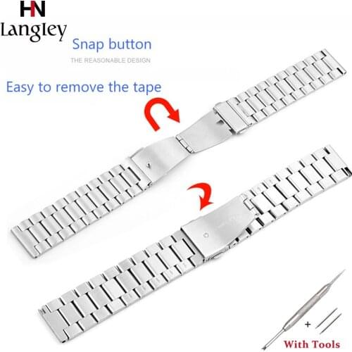 2019 New Watch Bands High Quality Stainless Steel Wristwatch Straps Snap button For Women Men Watches Accessories Wholesale