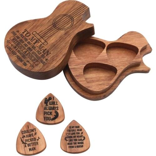 3Pcs Wood Guitar Pick Acoustic Electric Bass Plectrum Mediator Musical Instrument Guitar Parts & Accessories with Box