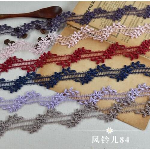5 Meters Flowers Polyester Navy Blue Red Pink Lace Trim Embroidered Lace Ribbon For Sewing Craft Wedding Decoration