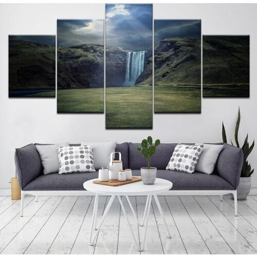 5 Panel Large Landscape Rocky Mountains with Lake Wall Art Painting Print on Canvas Modern Nature Scenery Picture for Home Decor