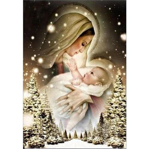 Diamond Painting Virgin Mary And Child Religious Art 5D Cross Stitch Diamond Embroidery Mosaic Gift Home Decor PictureZP-4731