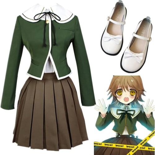 Anime Danganronpa Cosplay Costumes Chihiro Fujisaki Coat Shirt Skirt Socks Uniform Girls Dangan Ronpa Shoes For Women Halloween