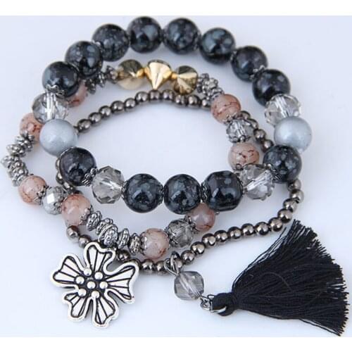 Bohemian Bracelaces & Banglets For Women Girls Vintage Multilayer Bracelet Flower Tassel Pendant Fashion Jewelry Accessories New
