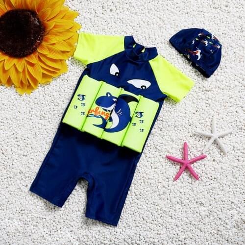 Children Swimsuit One-piece Suits Childrens Learning Swimming Training Suit Boy Girls Boxer Sports Animal Swimwear With Cap
