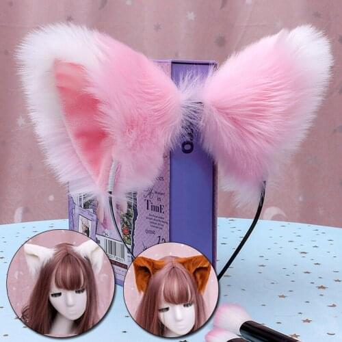 Cute Faux Fur Hair Hoop Women Girls Cosplay Costume Cat Animal Ears Headbands Handmade Fashion Hairband Headwear Hair Accessory
