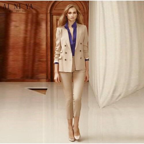 Women Pant Suits Double Breasted Women Ladies Custom Made 2 Piece Office Business Tuxedos Suits