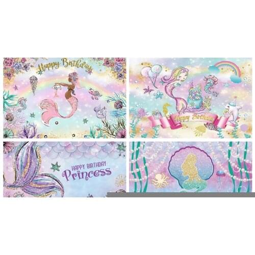 Yeele Mermaid Diamond Underwater Starfish Shell Baby Photography Backgrounds Customized Photographic Backdrops for Photo Studio