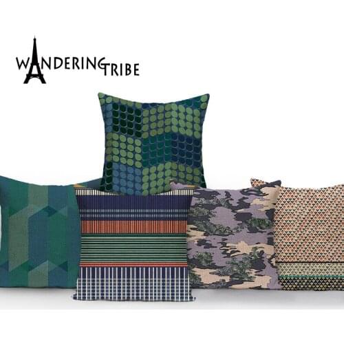 Geometric Style Cushion Covers Line Pattern Throw Pillow Covers Retro Pillowcases for Pillows Sofa Decorat Cover Custom Cushion