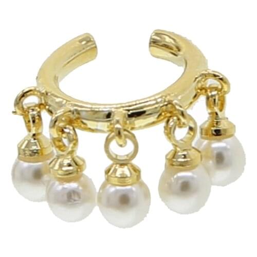 Single One White Pearl Ear Cuff Fluorescent Jewelry Geometric Round U Clip on Earrings No Piercing Earcuff Aretes