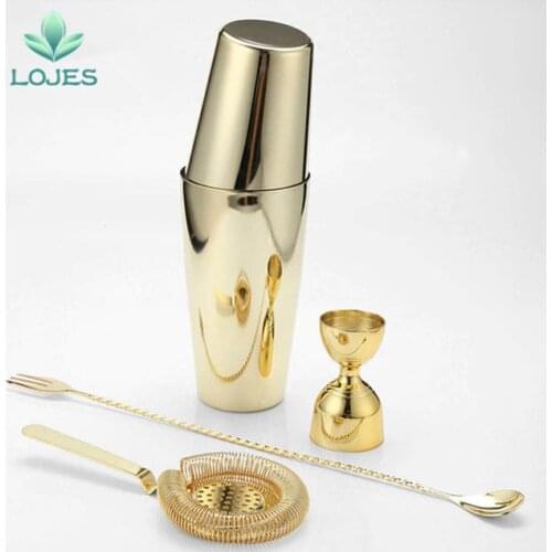 Stainless Steel Cocktail Shaker Bar Set Wine Martini Drinking Mixer Boston Style Shaker For For Party Bar Tool
