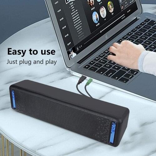 High quality Stereo Computer Speakers,Wired Desktop Speakers,USB Powered Computer Sound Bar for PC Laptop,luminous LED display