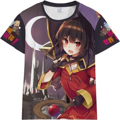 KonoSuba Gods Blessing On This Wonderful World Megumin Aqua Satou Kazuma T-shirt Tees Cosplay Costume Casual Tshirts Streetwear