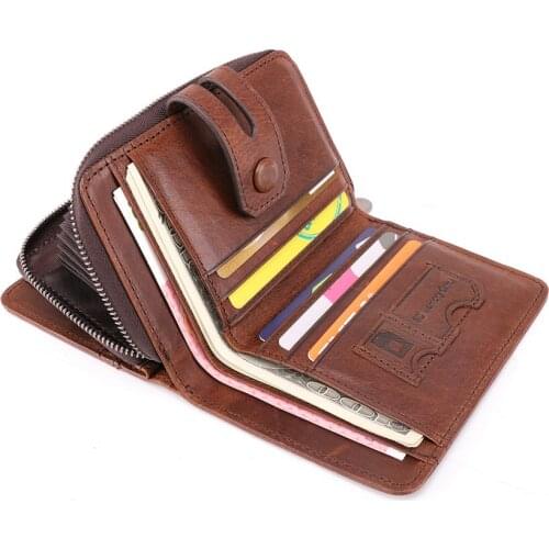 Genuine Leather RFID Vintage Wallet Men With Coin Pocket Short Wallets For Card Holders Man Purse Male Money Bag Quality