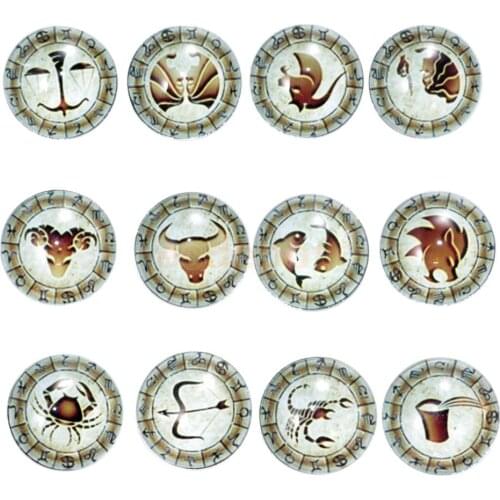 Fityle 12 pieces Women/Men Fashion Zodiac Sign Bracelets Snap Button Jewelry Making Accessory Glass Cabochon Jewelry Making