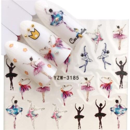 Fashion Stickers for Nails DIY Dance Ballet Girl Water Sliders Manicure Decor Watercolor Nail Decal Stickers Accessoires