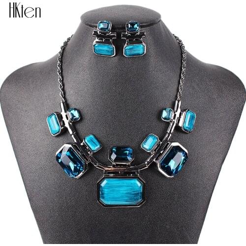MS20623 Fashion Brand Jewelry Sets Gunmetal Plated 6Colors Womans Necklace Set Bridal Jewelry High Quality Party Gifts