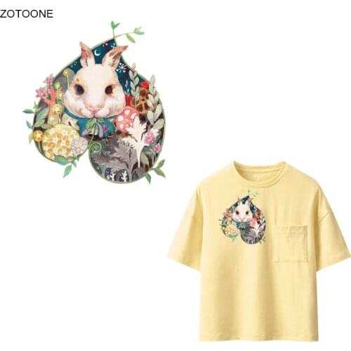 ZOTOONE Easter Rabbit Animal Patch Iron on Heat Transfers for Clothing Stickers for Kids Applications Patches Appliques Vinyl G
