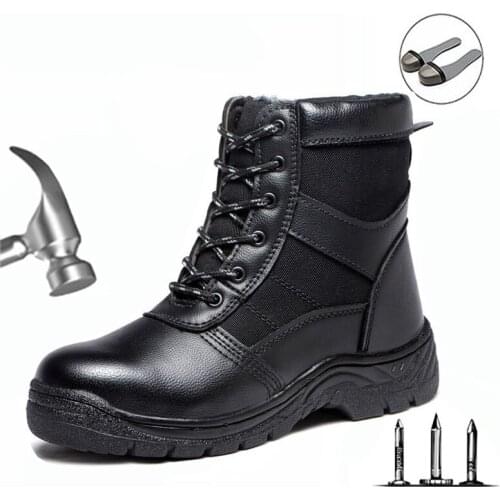 2019 New Fashion Casual Cotton Boots Mens Winter Plus Velvet Warm Shoes Anti-mite Stab Labor Insurance Shoes Mens Safety Shoes