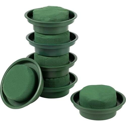 New Flower Arrangement Kit - 6-Pack Round Floral Foam in Single Design Bowl for Table Centerpiece, Wedding Aisle Flowers, Party