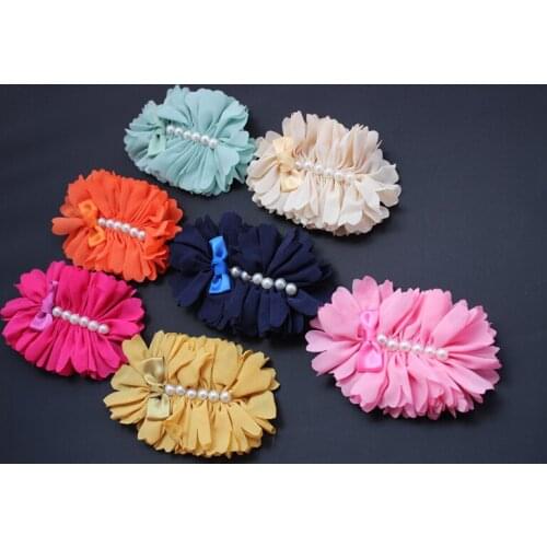 Infant Toddler Baby Headbands Satin pearl Ruffled Flower Headbands Baby Girls Hair Accessories