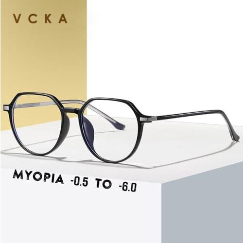 VCKA Myopia Glasses Prescription -0.5 to -6 Women Men Large Size Anti Blue Light Short Sighted Diopter Custom-made TR90 Eyewear