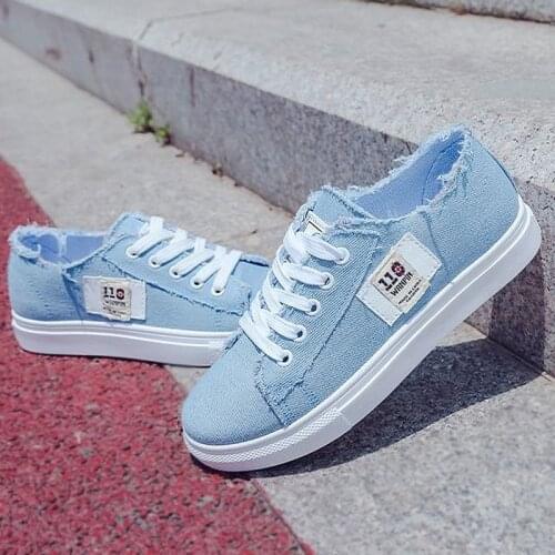 Canvas shoes for girls 2021 Spring Fashion Sneakers Solid Sewing Women Denim Shoe Sapato Feminino Size 35-43