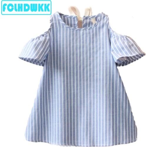 2019 Summer kids Girls Dresses Open back Bow stripe Girl Dresses Style Children Clothing Dresses For Girls Vestido Infant