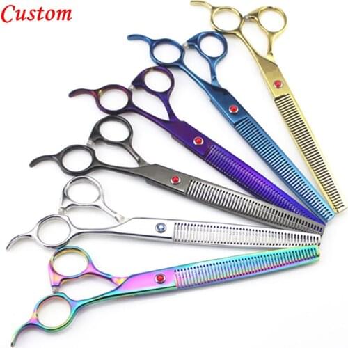 Custom professional japan 7.5 inch Pet dog grooming hair scissors thinning barber scissor clipper shears hairdressing scissors