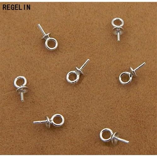REGELIN 925 Sterling Silver Cabochon Base Clasps Hooks 10pcs/lot 3mm For Bracelet Necklace Connectors DIY Jewelry Making