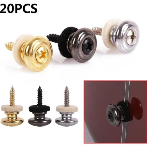 20pcs Chrome Copper Guitar Strap Locks Mushrooms Heads Guitar Bass Strap Locks Pins Belt Buckle Buttons Silver/Black/Silver New