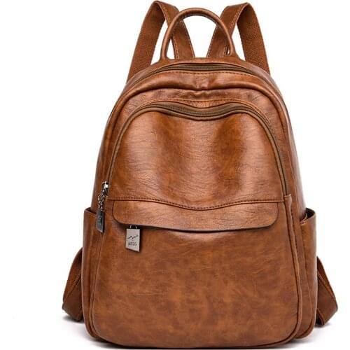 Casual PU Backpack Female Brand Leather Womens Backpack Large Capacity School Bag For Girls Zipper Fashion Shoulder Bags mochil