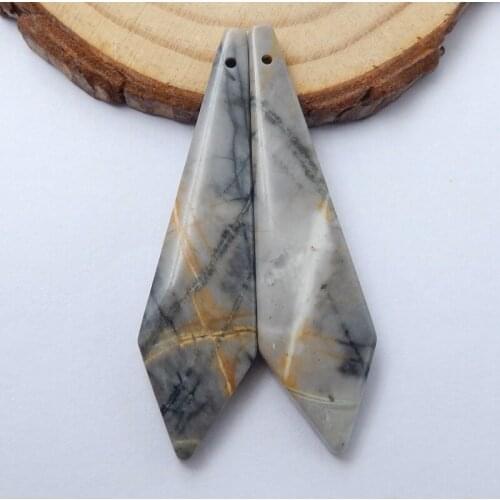 Handmade Natural Picasso Jasper Earrings Pairs,diy pendants jewelry making 46x13x4mm,6.8g