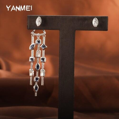 Fashion Two-in-one Asymmetric Geometric Earrings for Women Transparent Cubic Zirconia Luxury Jewelry Exquisite Gift серьги