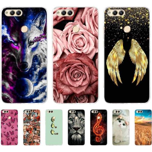 For Huawei Honor 7X Case Silicone TPU full protective Cover For Huawei Honor 7X Phone Cases Cute Honor7x Flower Cat Bags