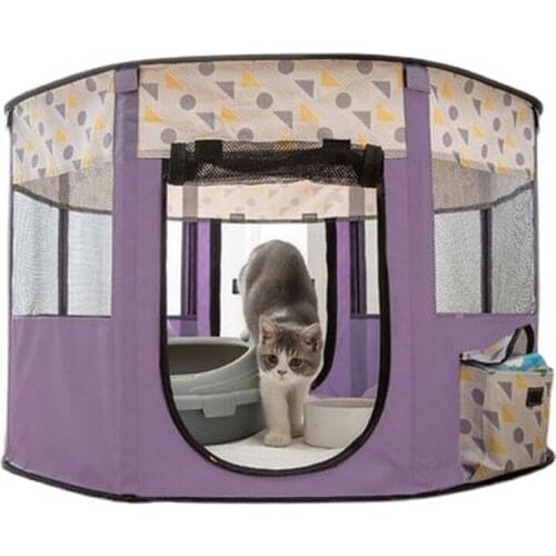 Pet Cage Folding Cat Tent Dog House Playpen Puppy Kennel Easy Operation Octagonal Fence Closed Breeding Box for Dogs Pregnancy