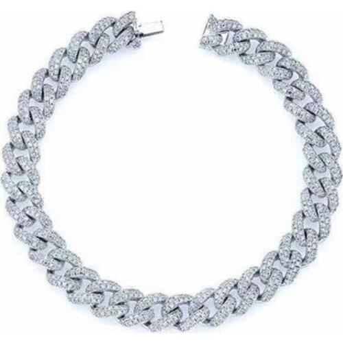 SOELLE Fashion Real Solid 925 Sterling Silver Link Chain Bracelet Micro Cubic Zirconia Stones Women Wedding Party Gift Jewelry