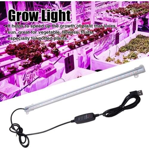 LED Grow Light With Timer For Indoor Plants USB Powered 3 Colors Bar Lamp Strip 5 Dimmable Levels Aluminum Tent Hydroponics