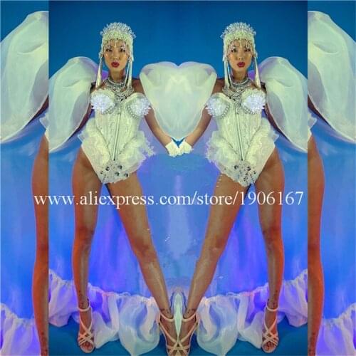 Led Luminous Stage Performance Ballroom Costumes Led Light Up Headdress Party Event Evening Dress Catwalk Show Model Clothes