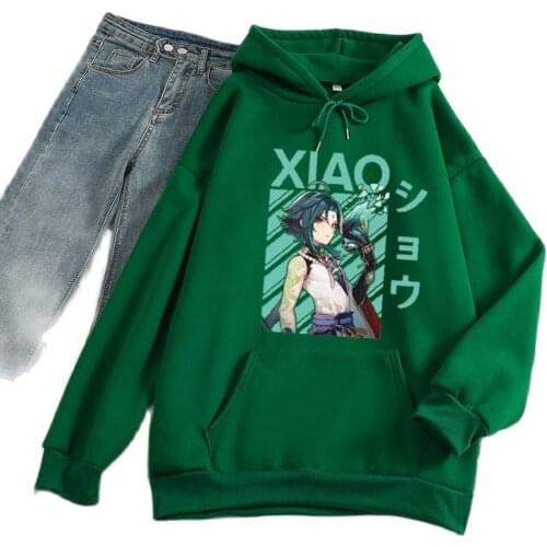 Game Genshin Impact Xiao Cosplay Hoodies Women/Men Kangaroo Plus Size Sweatshirts Streetwear Graphic Hip Hop Fashion Otaku Tops