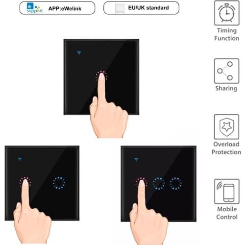 WiFi Smart Light Switch Controller Wireless Touch Switch Voice APP Control Wall Curtain Switch for Alexa Google Home 1/2/3 Gang