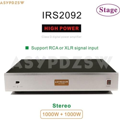 High power 1000W stereo IRS2092+IRFB4227 Class D Digital Stage Power amplifier With RCA/XLR input