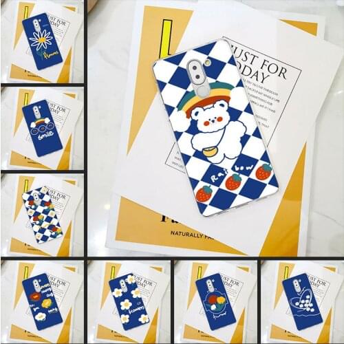 Back Cover For Huawei Honor 4X 5A 5X 6 6X Blue Flower Bear Smile Soft Silicone Case For Huawei Honor 6A 4C 5C 6C Pro Phone Case