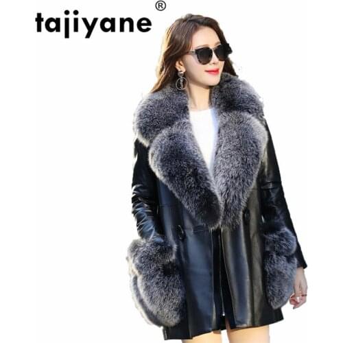 Jacket Leather Genuine Women Real Fox Fur Collor Down Jacket Sheepskin Winter Coat Women 2021 Korean Slim Fit Abrigo Mujer ZT395