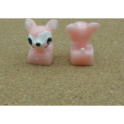 1pcs/lot resin solid lovely light pink deer cartoon 16mm fairy garden gnome moss terrarium decor crafts bonsai home DIY A111-3