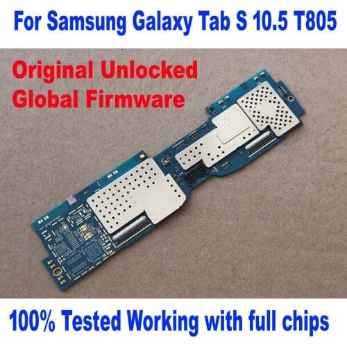 100% Original Working Global Version Mainboard Motherboard For Samsung Galaxy Tab S 10.5 T805 Circuits Card Fee Flex Cable
