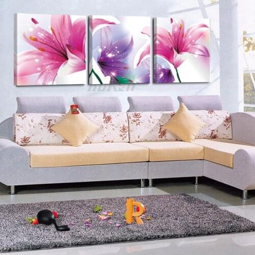 No Frame 3 Pieces Modern Colorful Flowers Wall Art Canvas Painting Cuadros Home Decor Wall Pictures for Living Room Bedroom HY33